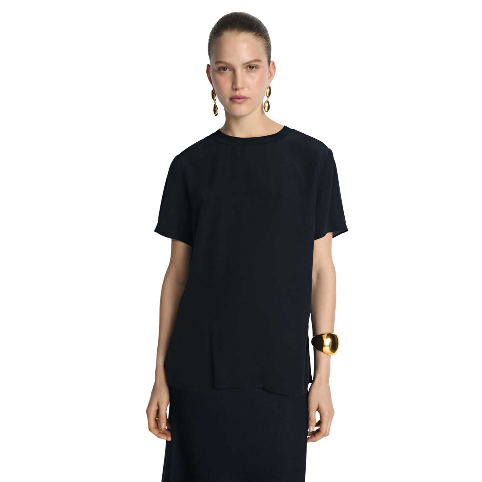 Veronika Maine Silk Rib Neck Top